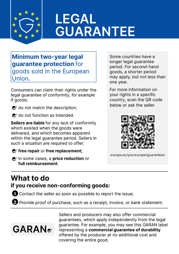 Legal guarantee – harmonised EU notice